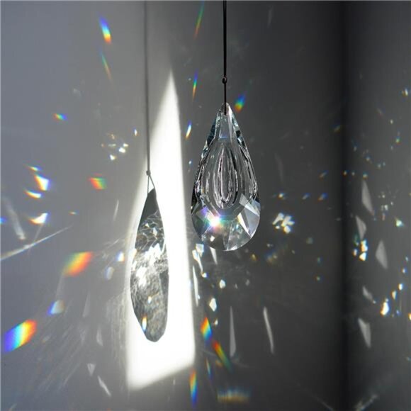 Hanging Crystal Prism Suncatcher Ornament Faceted Clear Crystal Drop Rainbow - Picture 3 of 7